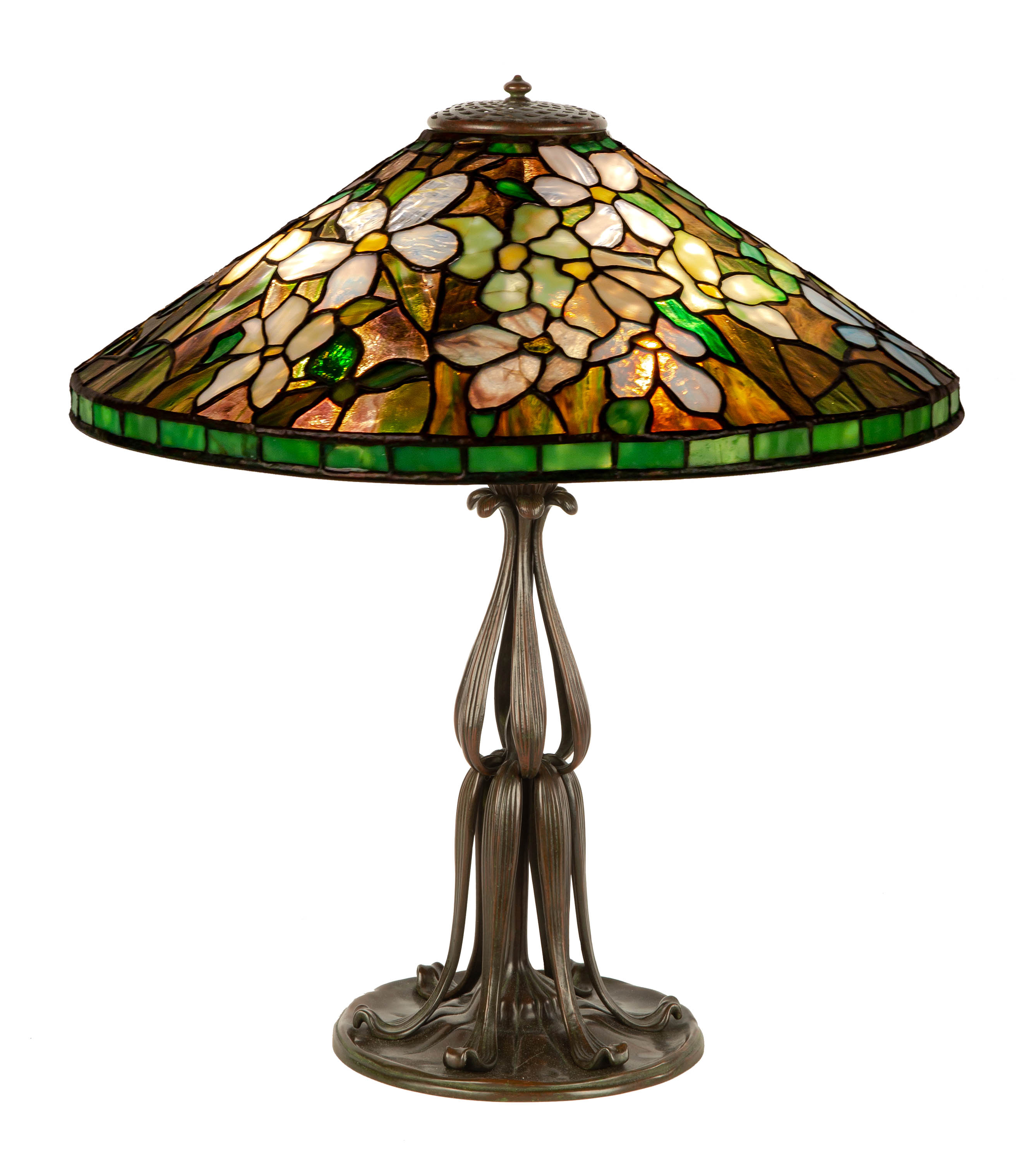 Appraisal: TIFFANY STUDIOS NEW YORK CLEMATIS TABLE LAMP circa leaded glass