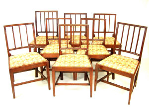 Appraisal: Six mahogany vertical splat dining chairs th century with upholstered