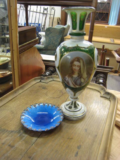 Appraisal: A Venetian type glass Vase with painted portrait of a