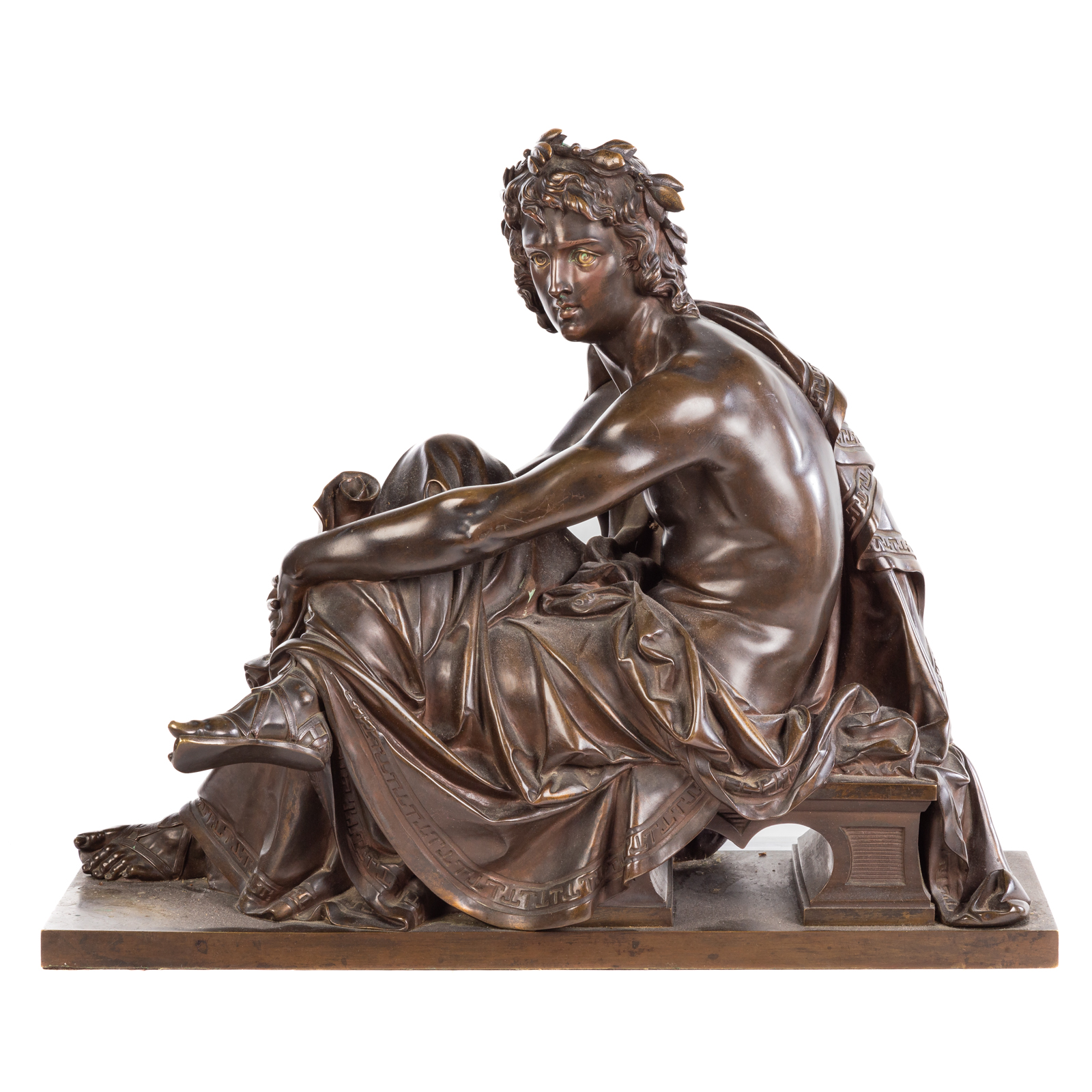 Appraisal: ALBERT CARRIER BELLEUSE APOLLO BRONZE French - Seated bronze of