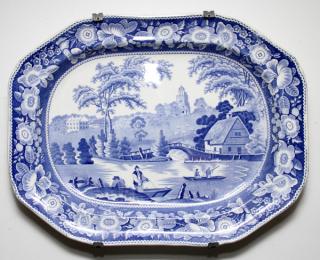 Appraisal: STAFFORDSHIRE BLUE AND WHITE PORCELAIN PLATTER STAFFORDSHIRE BLUE AND WHITE