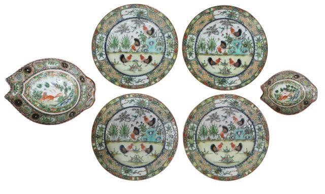 Appraisal: lot of Chinese Canton enameled porcelain pictorial plates th c