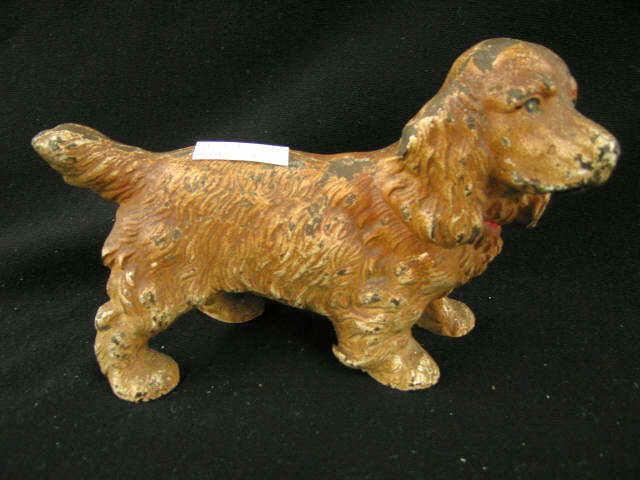 Appraisal: Cast Iron Cocker Spaniel Figural Doorstop long tall original paint