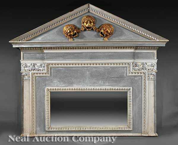 Appraisal: A Painted Wood and Plaster Overmantel th c of architectonic