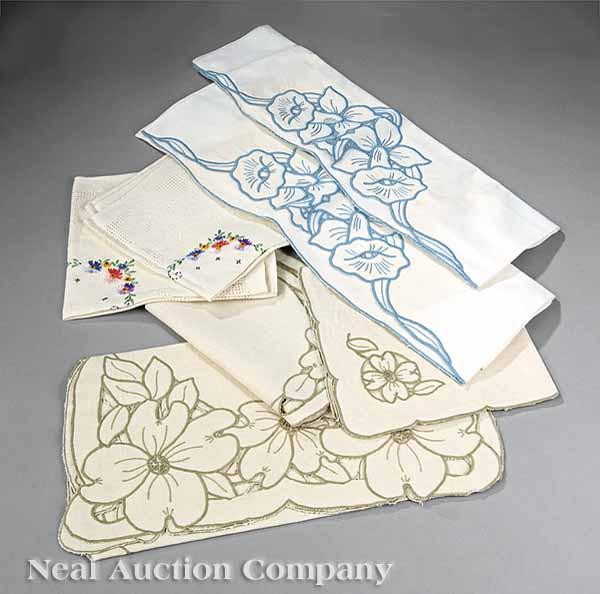 Appraisal: A Large Group of Vintage Table and Bed Linens including