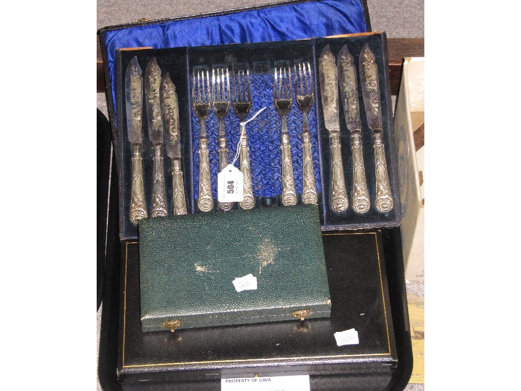 Appraisal: Tray lot of cased cutlery sets