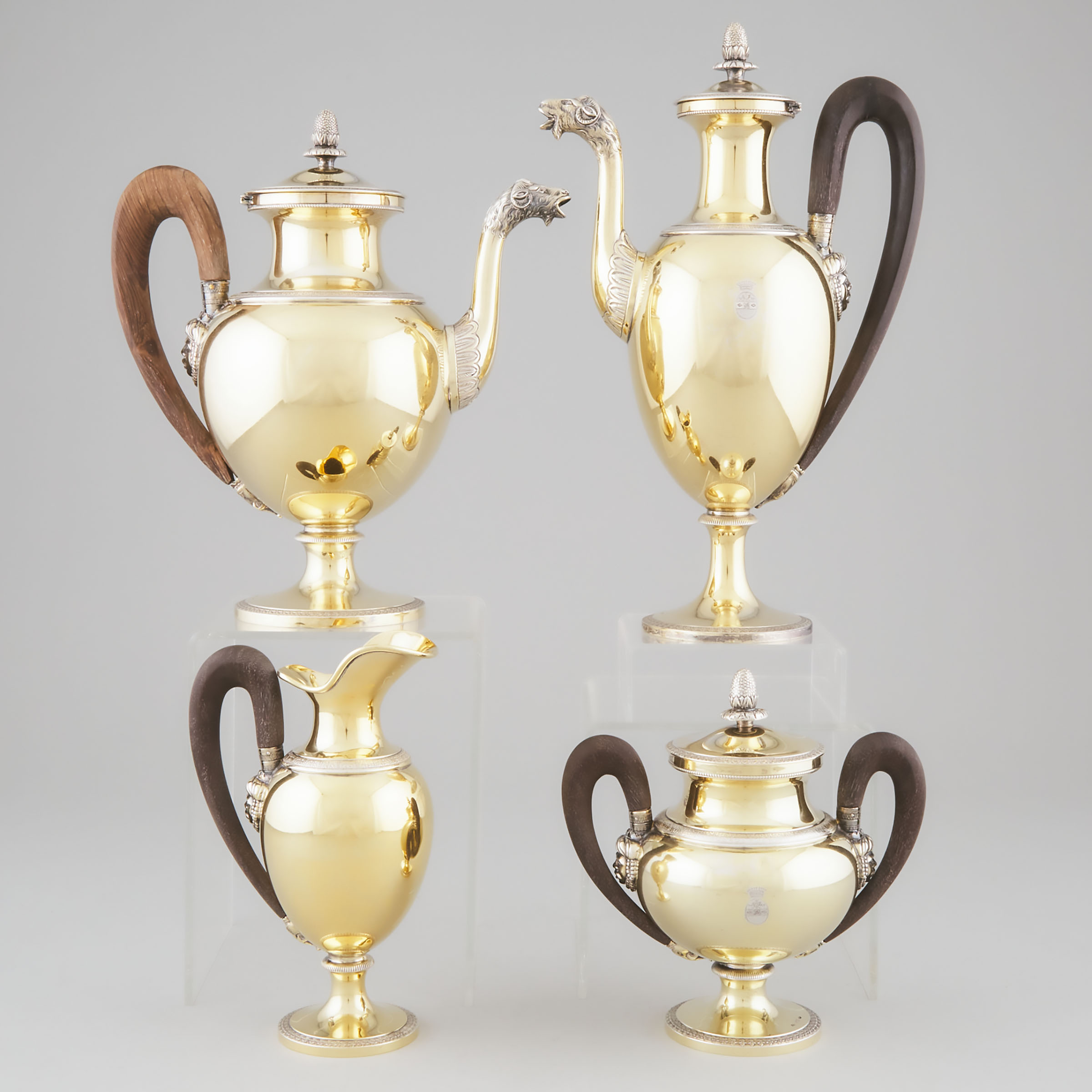 Appraisal: Italian Silver-Gilt Tea and Coffee Service th century comprising four