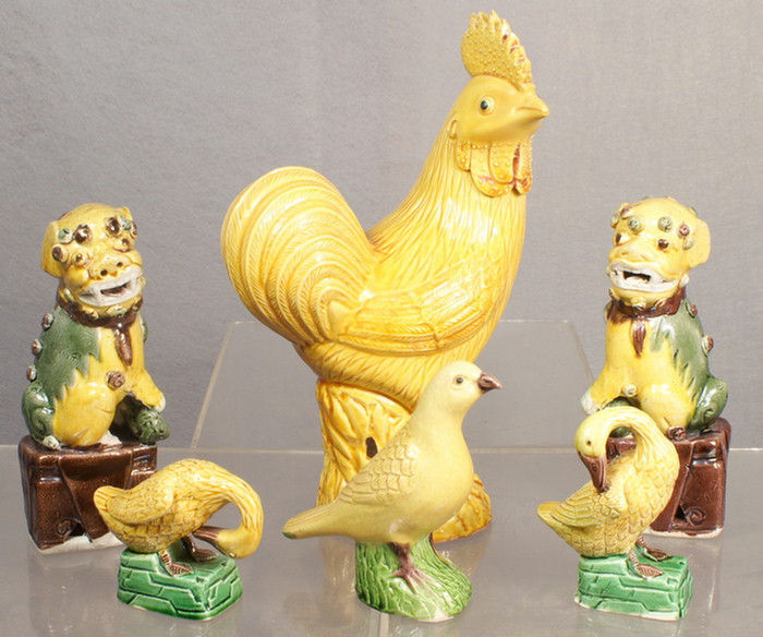 Appraisal: Chinese export porcelain lot of assorted yellow glaze animals to