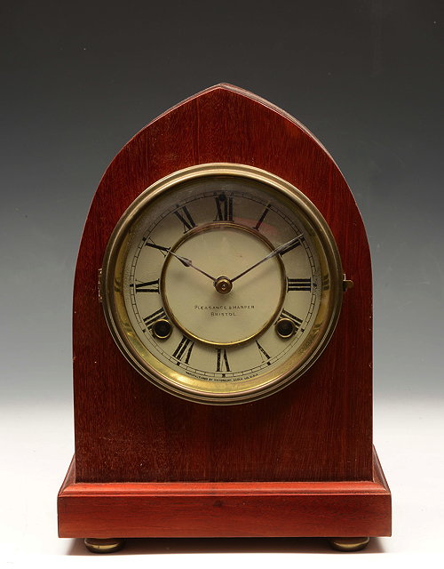 Appraisal: A MAHOGANY MANTEL CLOCK the Roman dial inscribed Plesance Harper