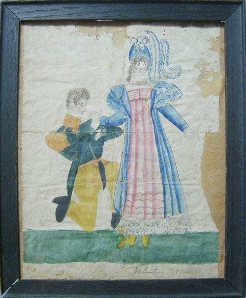 Appraisal: Pennsylvania watercolor fraktur valentine dated x