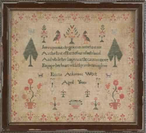 Appraisal: Wool on linen sampler th c x