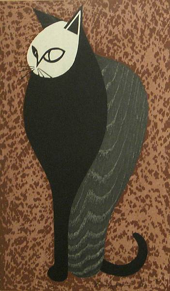 Appraisal: Kiyoshi Saito Japanese - Cat Color woodcut printed on Japanese