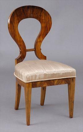 Appraisal: BIEDERMEIER WALNUT SIDE CHAIR With open balloon-shape backrest the seat