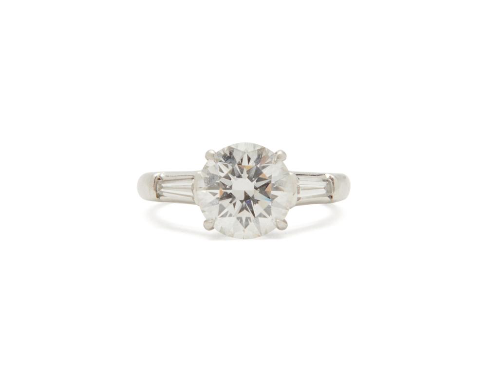 Appraisal: TIFFANY CO Platinum and Diamond Ring and Band centering a