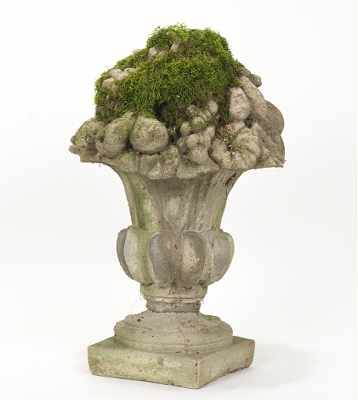 Appraisal: A Cement Composition Garden Urn Classical urn shape abundantly filled