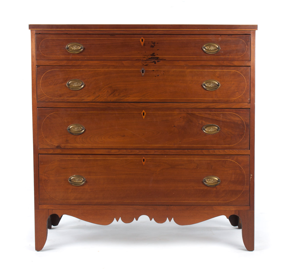 Appraisal: Federal walnut chest of drawers Delaware River Valley circa four