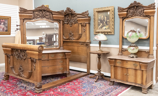 Appraisal: ATTENTION COLLECTORS OF KARGES FURNITURE A magnificent highly carved quarter