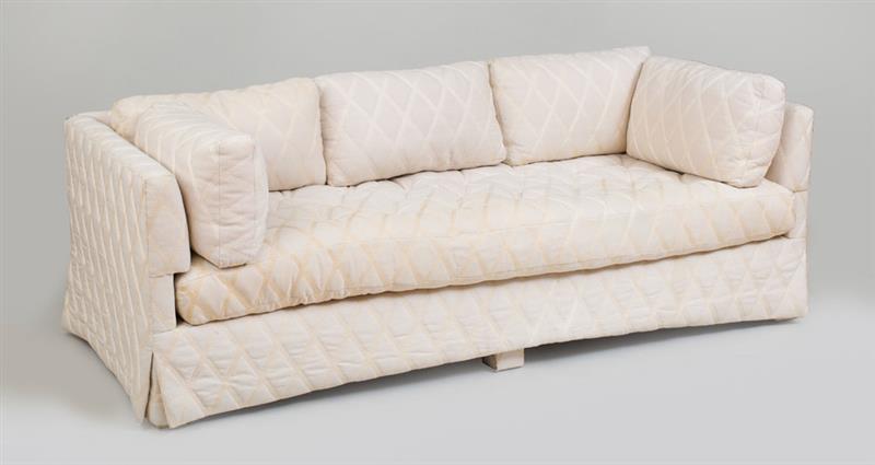 Appraisal: LINEN AND SILK SOFA DESIGNED BY ALBERT HADLEY in x