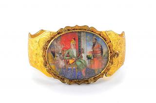 Appraisal: An Antique Persian Miniature Painting Brass Bangle No Reserve Antique