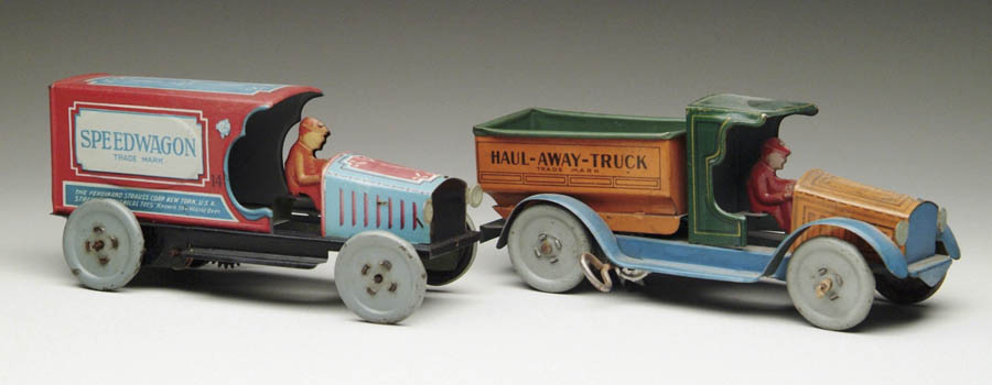 Appraisal: LOT OF TWO STRAUSS TRUCKS Includes a truck with windup