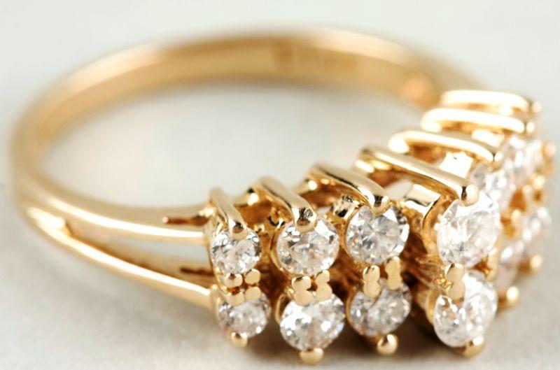 Appraisal: KT Yellow Gold Diamond Ring with two rows of round