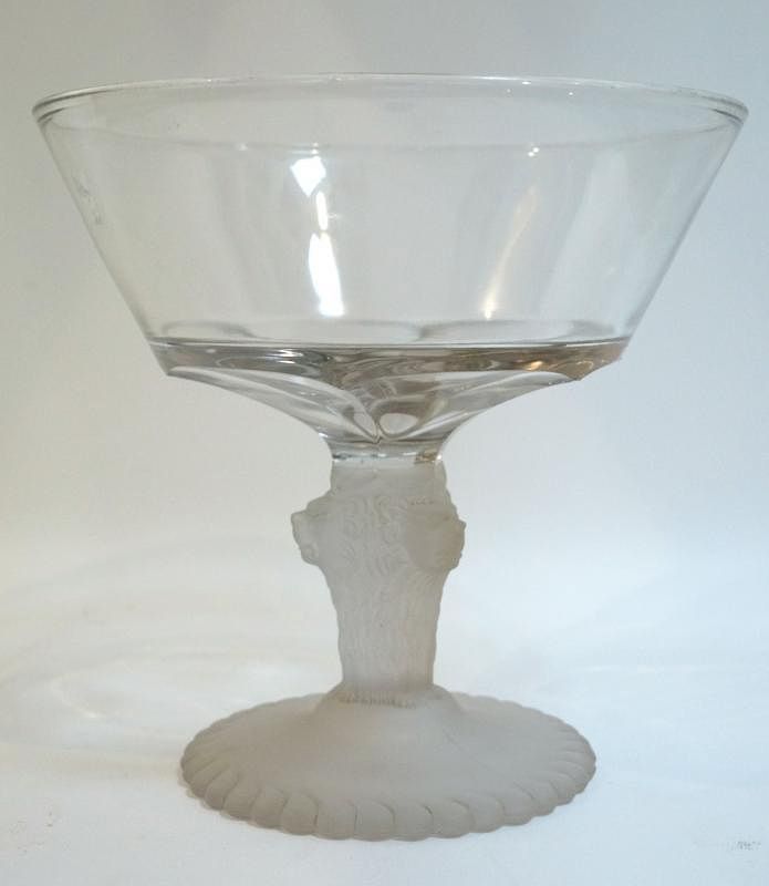 Appraisal: Glass Compote With Lion Head Base Glass Compote With Lion