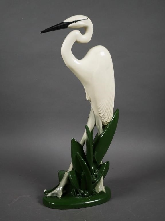 Appraisal: Large Royal Hickman Florida pottery egret or heron figure measuring