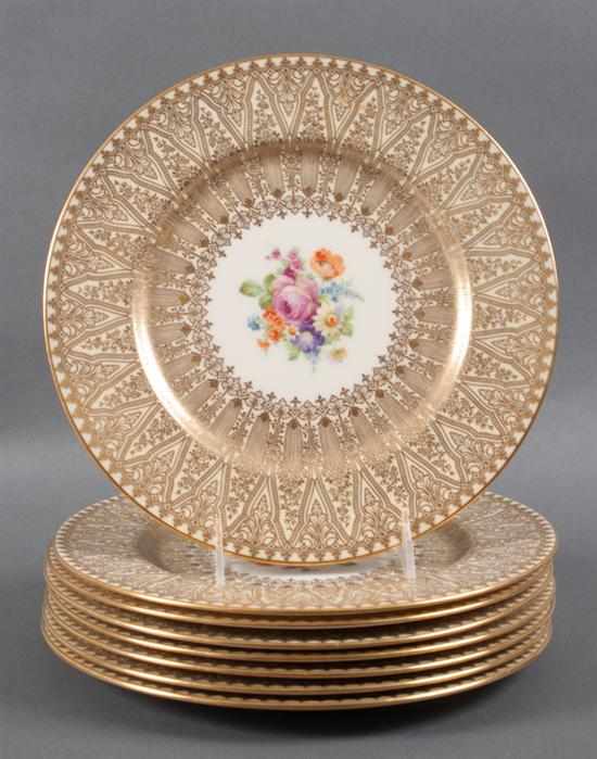 Appraisal: Set of eight Lenox gilt and floral decorated porcelain dinner