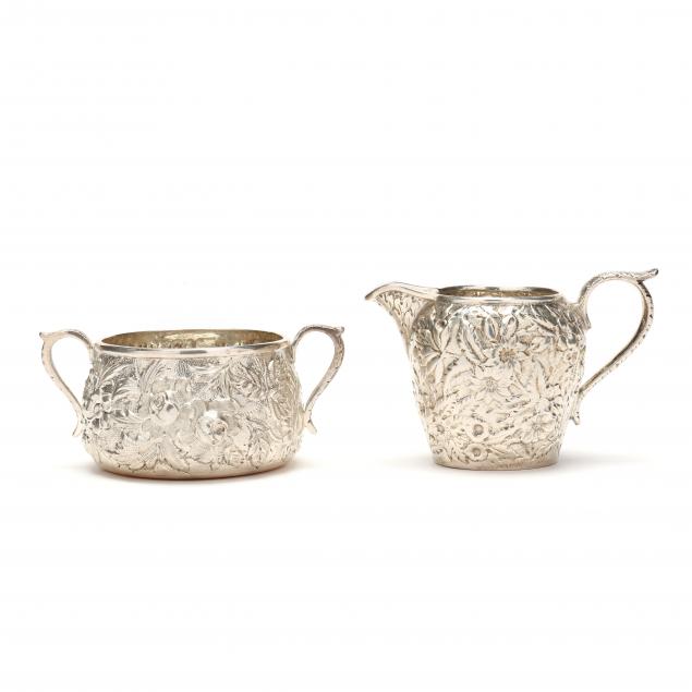 Appraisal: S KIRK SON REPOUSS STERLING SILVER SUGAR AND OZ CREAMER