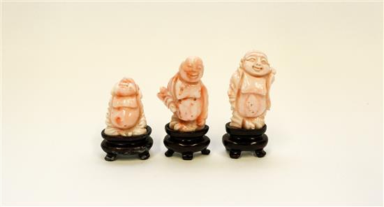 Appraisal: Sale Lot A Group of Three Carved Coral Figures each