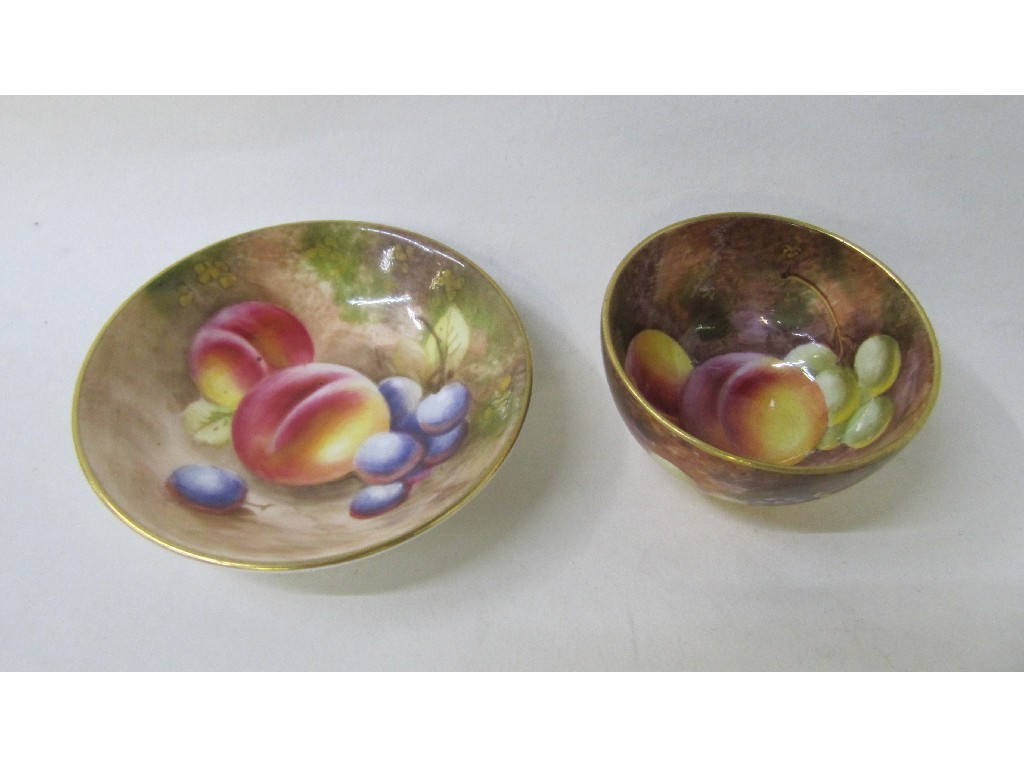 Appraisal: Miniature Royal Worcester plate painted with fruit and a miniature