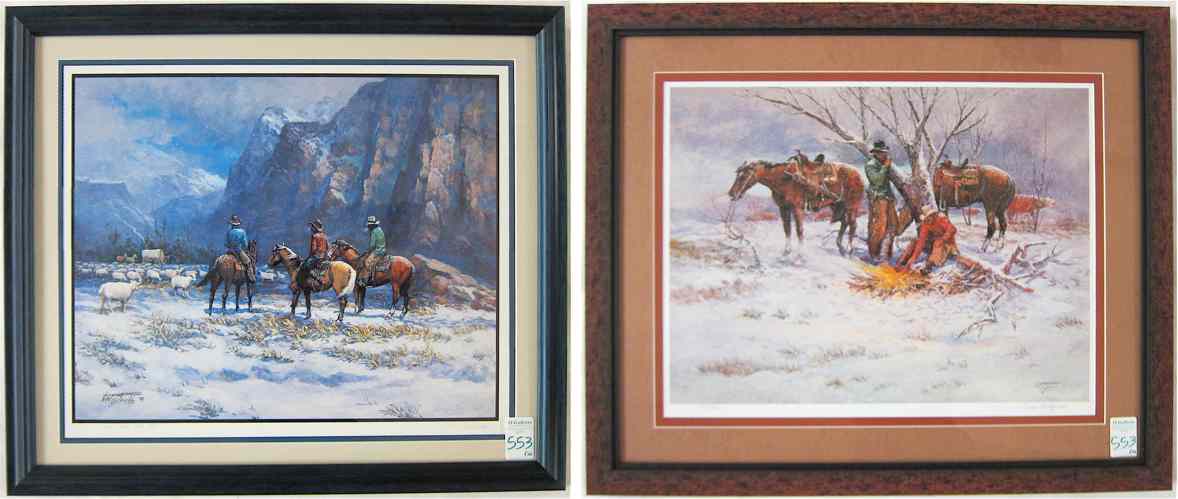 Appraisal: FRED OLDFIELD TWO LIMITED EDITION PRINTS Washington Born Winter cowboy