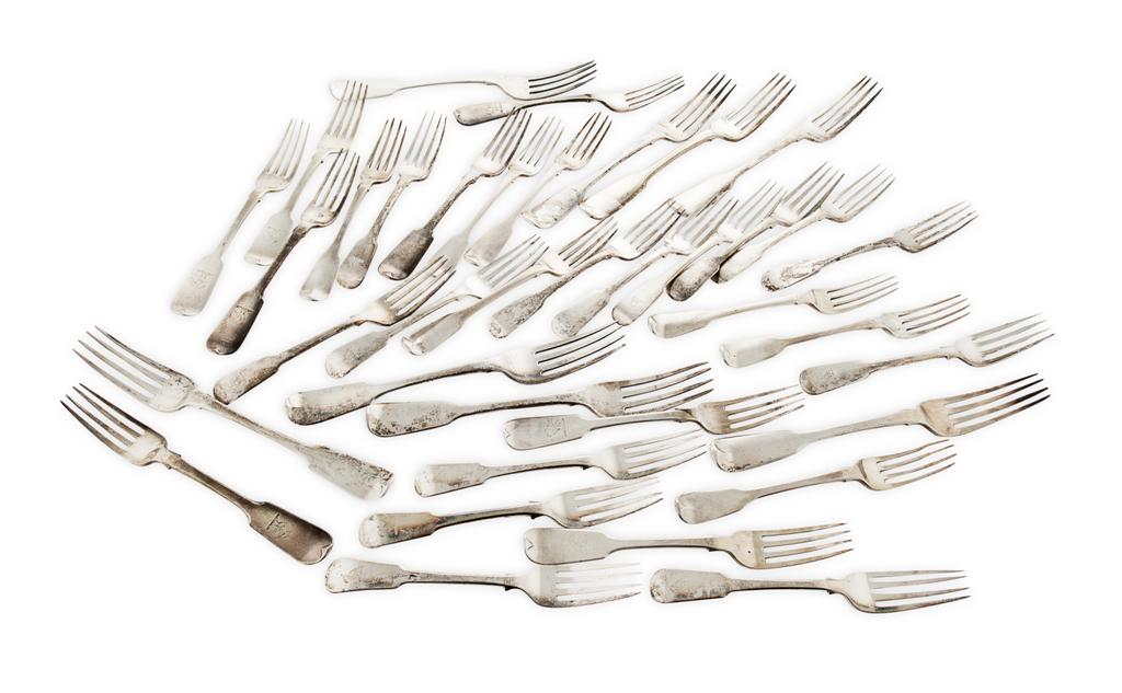 Appraisal: A composite part set of fiddle pattern flatware mainly th