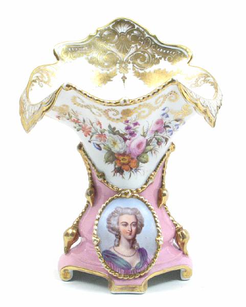 Appraisal: A Paris porcelain vase centered by a portrait medallion height