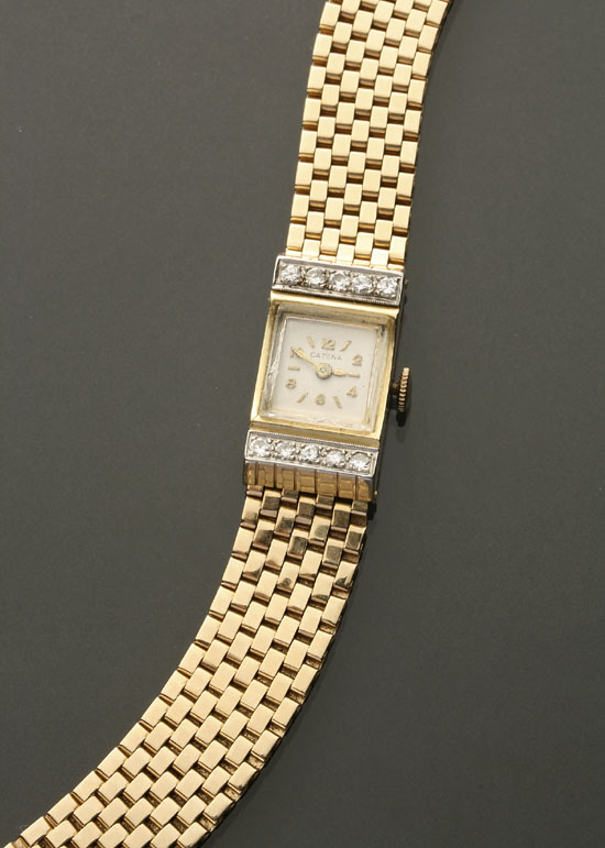 Appraisal: Lady's Yellow and White-Gold and Diamond -Jewel Manual-Wind Wristwatch Zedon