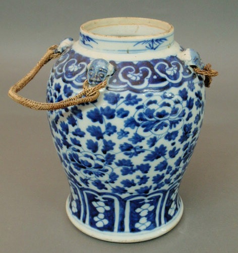 Appraisal: Chinese blue and white porcelain urn th c h