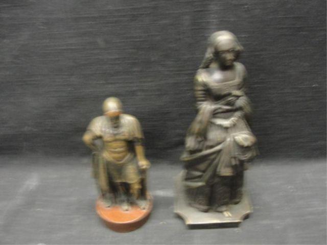 Appraisal: Two Bronze Sculptures - Elegant Woman Warrior Unsigned Condition Good