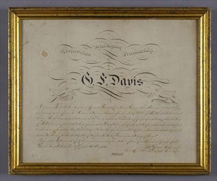 Appraisal: CALLIGRAPHY GROUP OF EARLY FORMAL CALLIGRAPHY Platt R Spencer Diploma