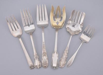 Appraisal: A Lot of Six Sterling Silver Serving Forks Including Gorham