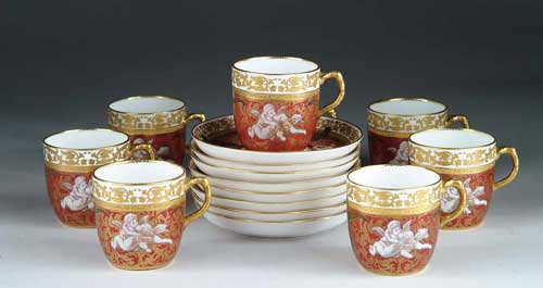 Appraisal: FINE SET OF EIGHT PATE SUR PATE CUPS AND SAUCERS