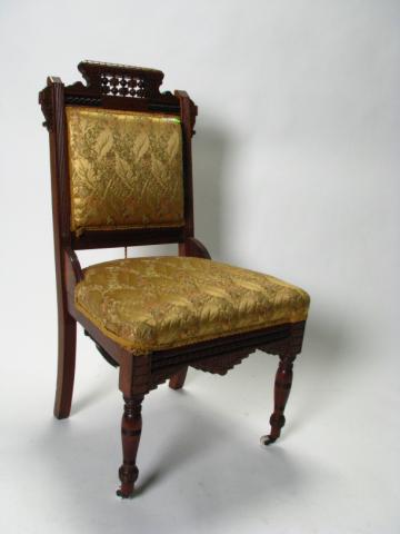 Appraisal: Walnut Eastlake Victorian Side Chair with gold brocade upholstery