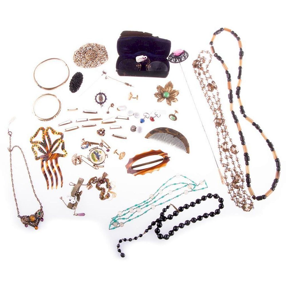 Appraisal: Collection of vintage costume jewelry and objects pieces including hair