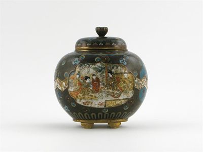 Appraisal: A Japanese cloisonn ovoid vase and cover the body painted