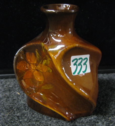 Appraisal: AMERICAN OWENS UTOPIAN STYLIZED ART POTTERY VASE glazed brownware with