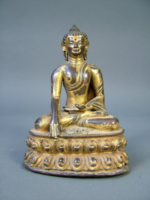 Appraisal: A th century Sino-Tibetan gilt bronze figure of the seated