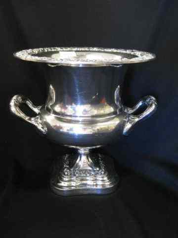 Appraisal: English Silverplate Wine Cooler classical urn form handled '' tall