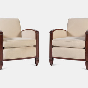 Appraisal: Art Deco French Pair of Armchairs Circa s mahogany upholstery