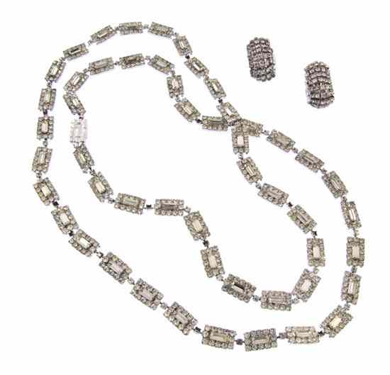 Appraisal: A Pauline Trigere Rhinestone Necklace square rhinestone links together with