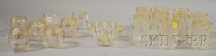 Appraisal: Set of Sixteen Pieces of Pomona Etched Glass Tableware and