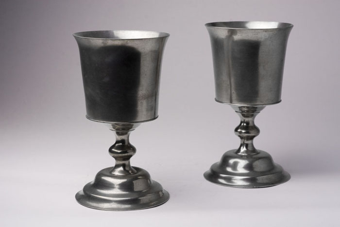 Appraisal: PAIR OF PEWTER CHALICES ATTRIBUTED TO ISRAEL TRASK - Beverly